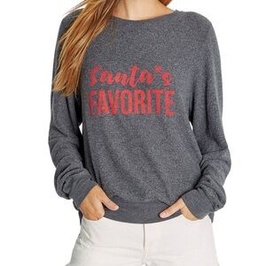 Wildfox NWT “Santa's Favorite” Baggy Beach Jumper in Vintage Black (Dark Gray) S